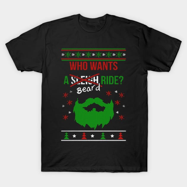 Who wants a beard ride? Ugly Christmas Model T-Shirt by D3monic